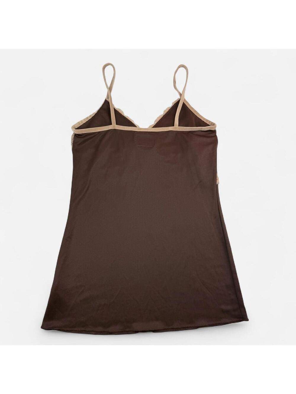 Buffalo David Bitton Y2K Lace Trim Slip Mini Dress in Brown - Picture 3 of 3